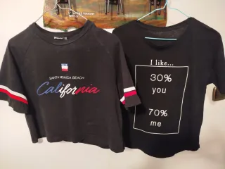 2 Camisetas Negras, Stradivarius y  Bershka