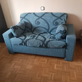 Sofá Cama Tela Azul y Negro