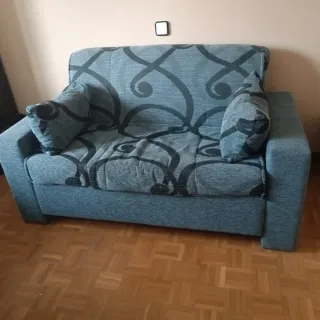 Sofá Cama Tela Azul y Negro