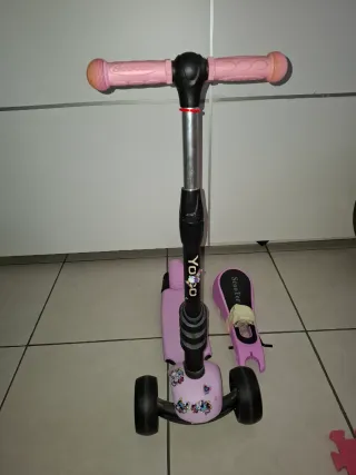 Patinete 3 ruedas niña rosa con sillón desmontable