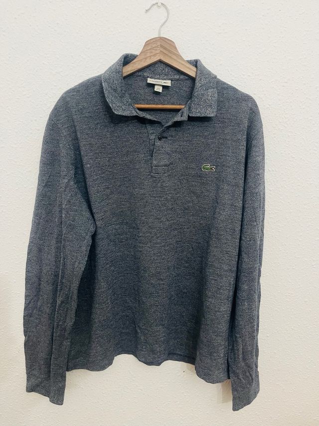 Polo Lacoste Gris Manga Larga