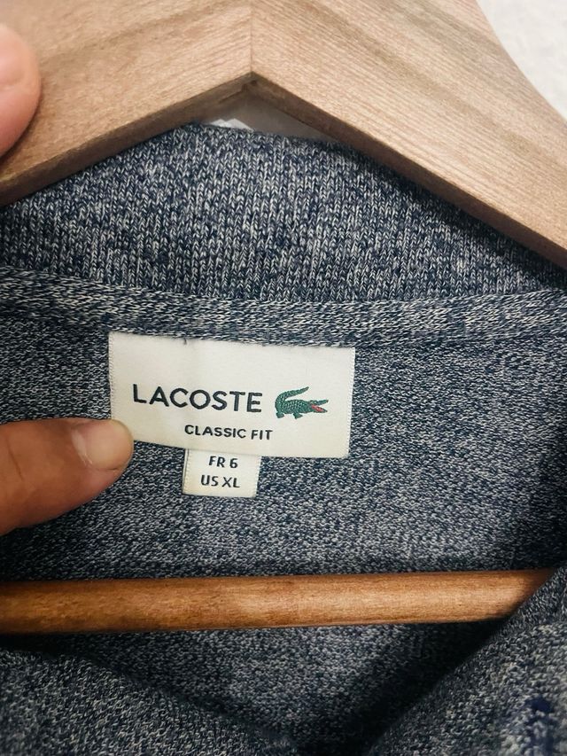 Polo Lacoste Gris Manga Larga