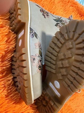 Botas Goby Piel Talla 35 Flores Beige/Rosa