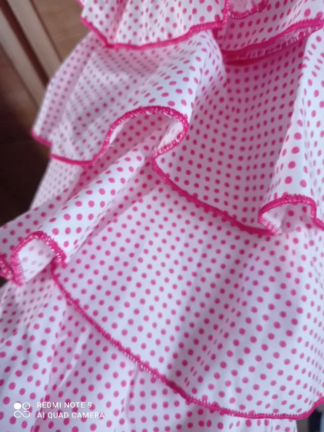 Traje de flamenca rosa volantes talla 44