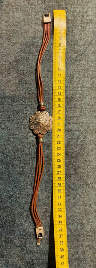 Pulsera cuero celta mandala alpaca