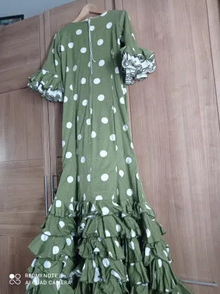 Traje Flamenca Verde Lunares Blanco Talla 44
