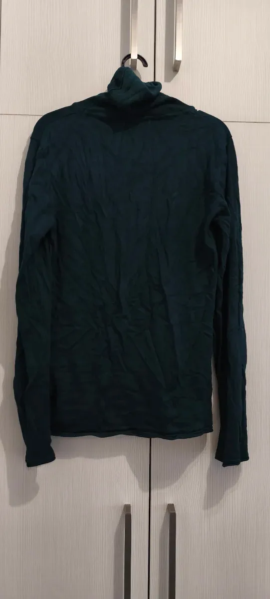 Jersey cuello alto mujer verde azulado