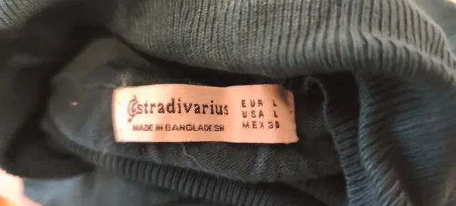 Jersey cuello alto mujer verde azulado