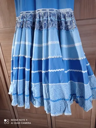 Traje Flamenca Talla 44 Azul y Blanco