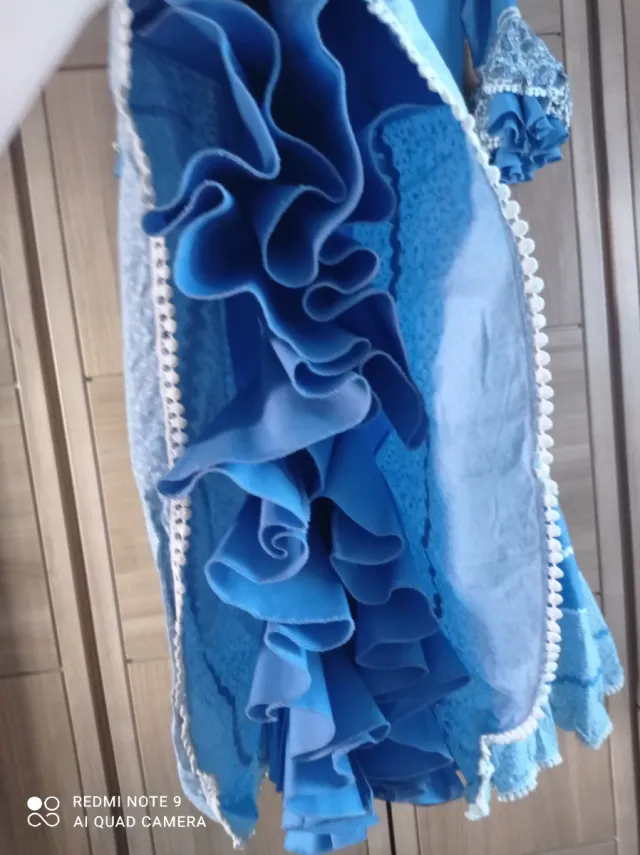 Traje Flamenca Talla 44 Azul y Blanco