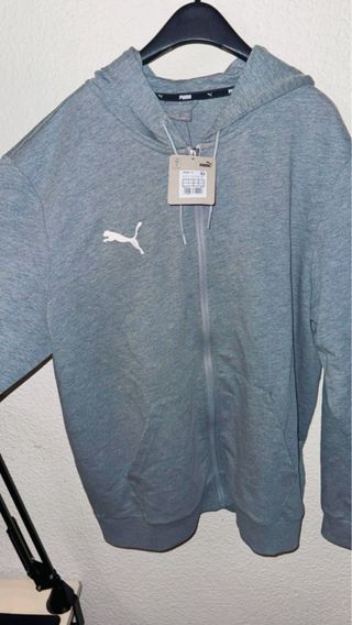 Sudadera Puma Gris con Cremallera y Capucha