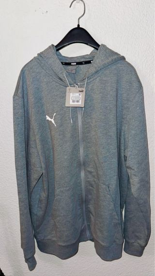 Sudadera Puma Gris con Cremallera y Capucha