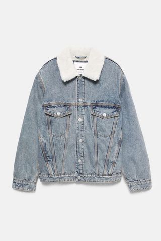 Chaqueta Vaquera Pull&Bear Azul con Borrego