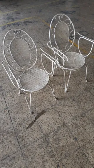 2 Sillas Hierro Jardín Diseño Ovalado