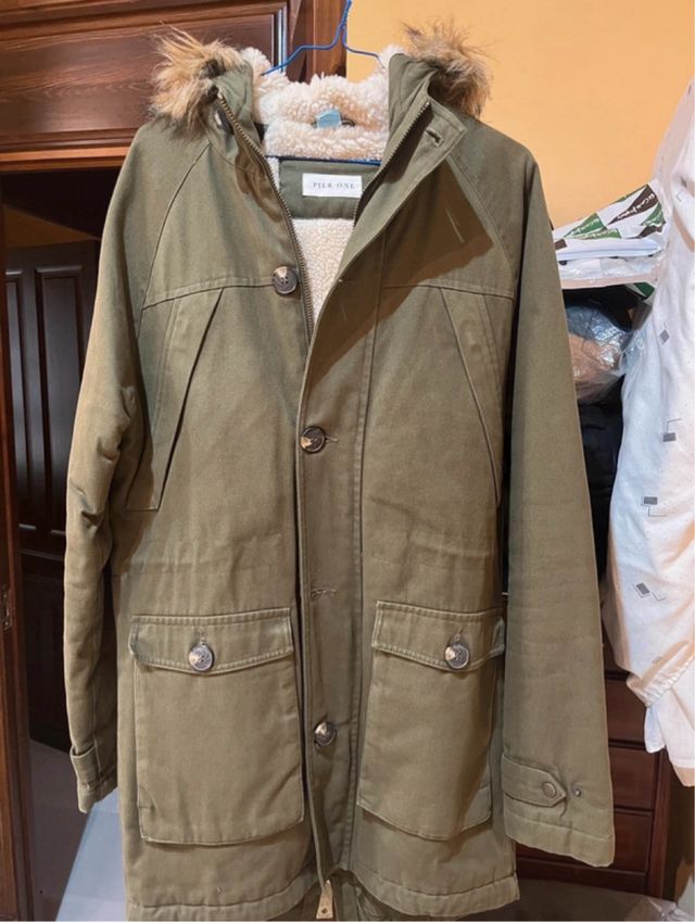 Chaquetón largo oversize caqui