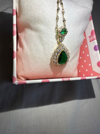 Colgante Zirconita Esmeralda Baño Oro