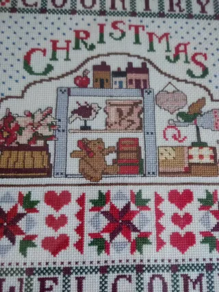 CUADRO NAVIDEÑO VINTAGE  PUNTO DE CRUZ