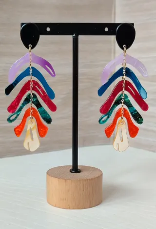 Pendientes largos resina multicolor