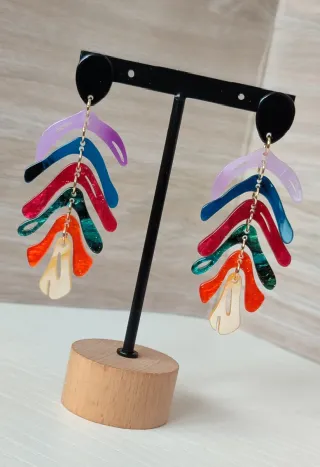 Pendientes largos resina multicolor