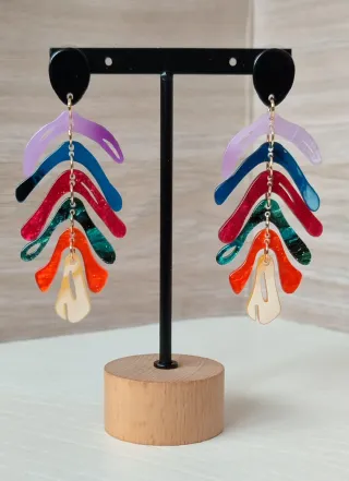 Pendientes largos resina multicolor