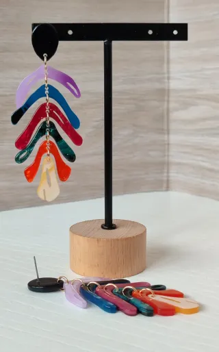 Pendientes largos resina multicolor