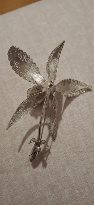 Alfinete Orquídea Prata Filigrana