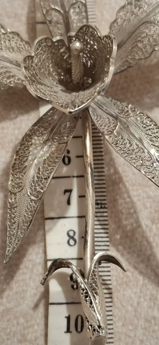 Alfinete Orquídea Prata Filigrana