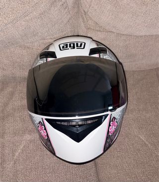 Casco Moto AGV K3 Blanco Flores Rosas