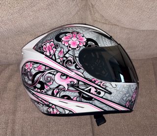 Casco Moto AGV K3 Blanco Flores Rosas