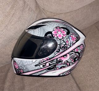 Casco Moto AGV K3 Blanco Flores Rosas