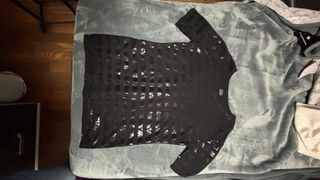 Zara Camiseta Lentejuelas Rayas Negra