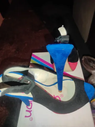 Zapatos Jana plataforma tacón azul negro rojo 36