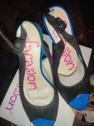 Zapatos Jana plataforma tacón azul negro rojo 36