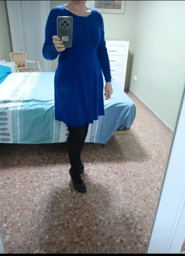 Vestido azul manga larga