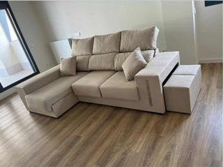 Divano modulare beige in tessuto