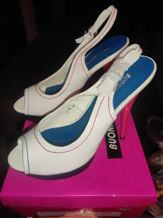 Zapatos de salón tacón rojos y blancos talla 36