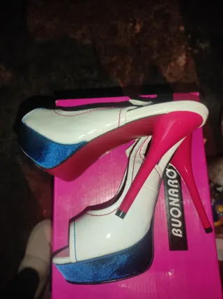 Zapatos de salón tacón rojos y blancos talla 36