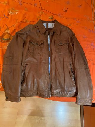 Chaqueta de piel Massimo Dutti marrón