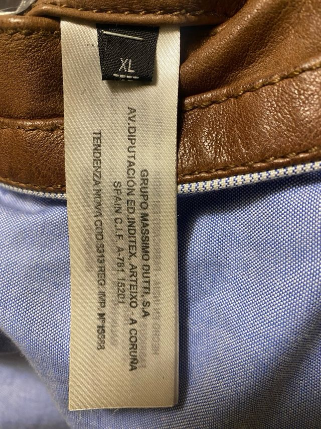 Chaqueta de piel Massimo Dutti marrón