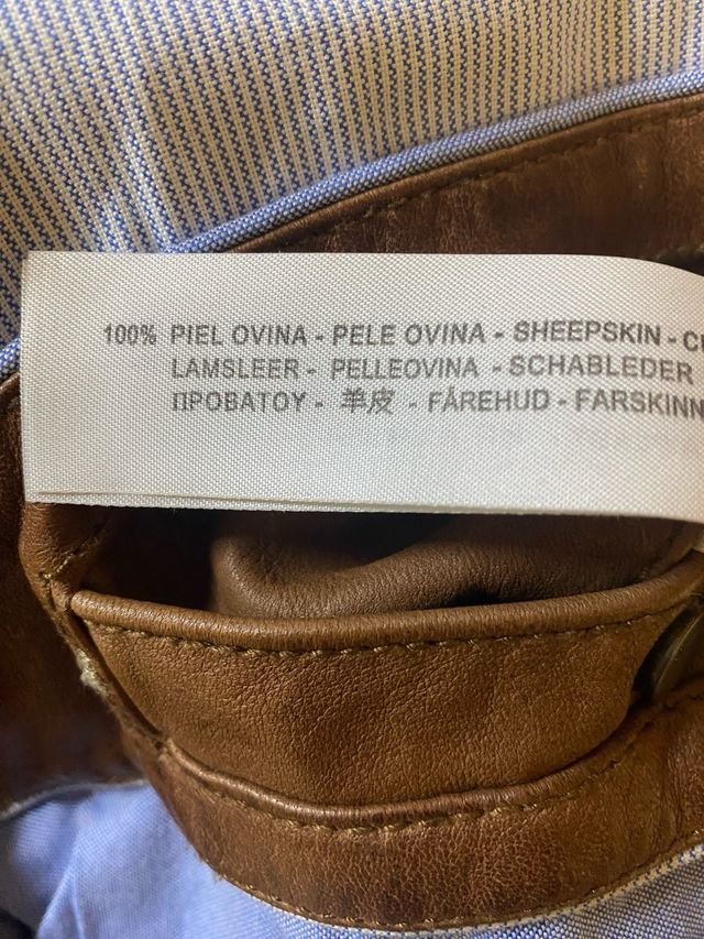 Chaqueta de piel Massimo Dutti marrón