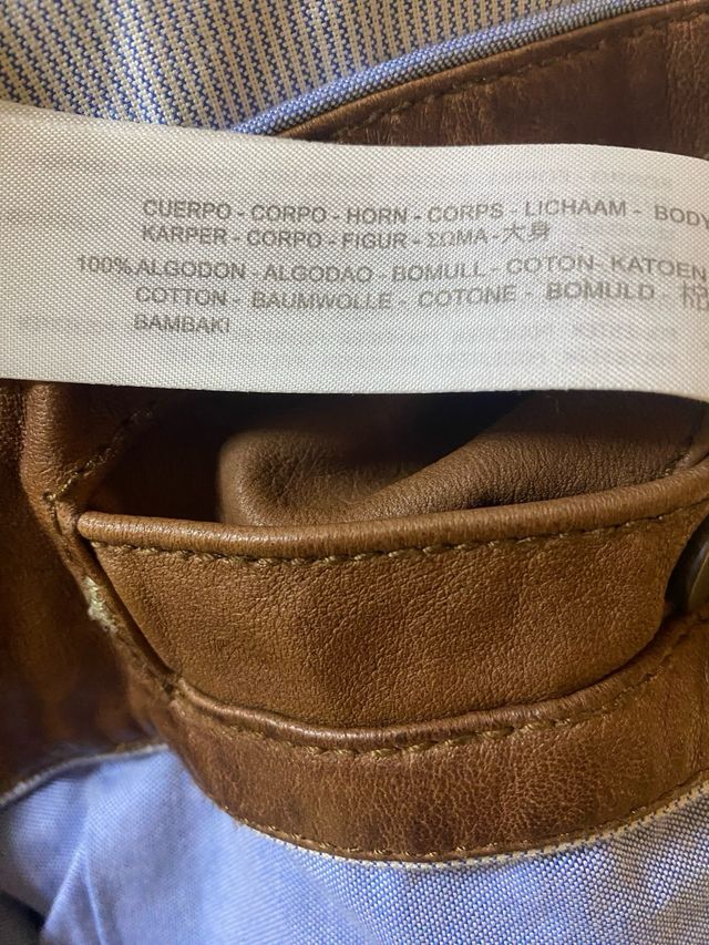 Chaqueta de piel Massimo Dutti marrón