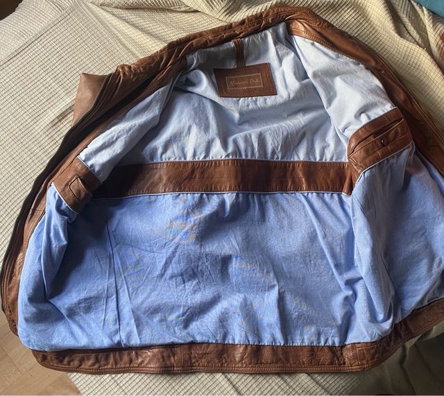 Chaqueta de piel Massimo Dutti marrón