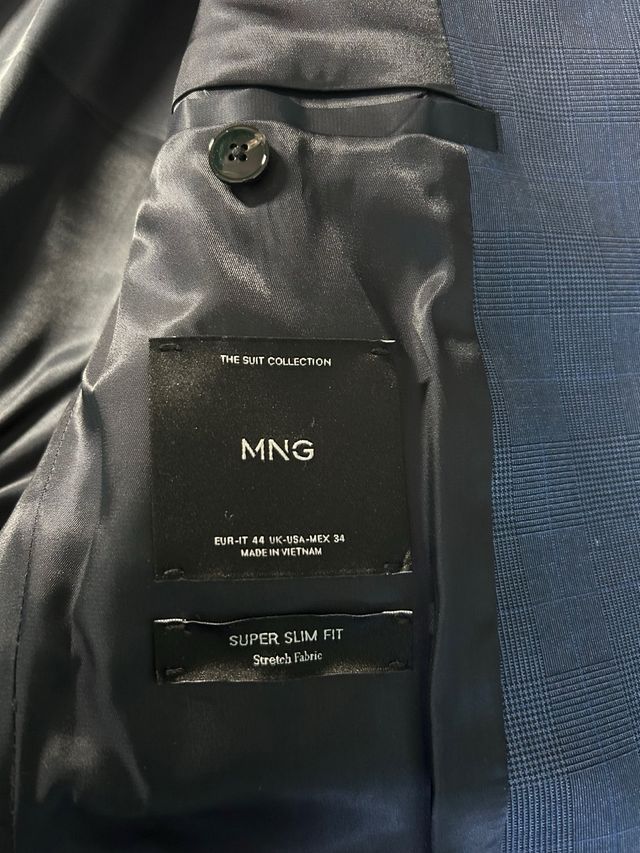 Traje Mango Hombre Azul  Super Slim Fit