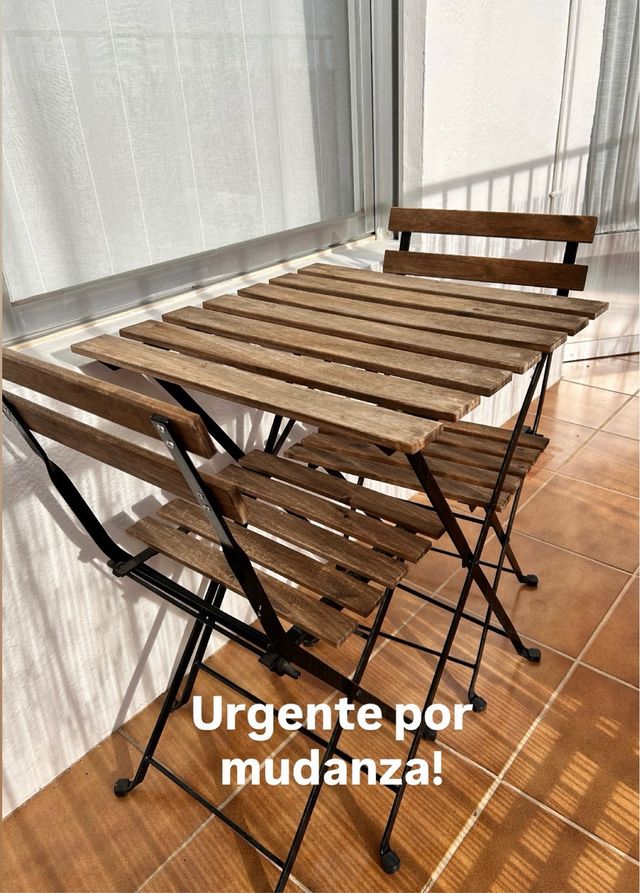 Mesa y 2 Sillas Terraza IKEA Madera