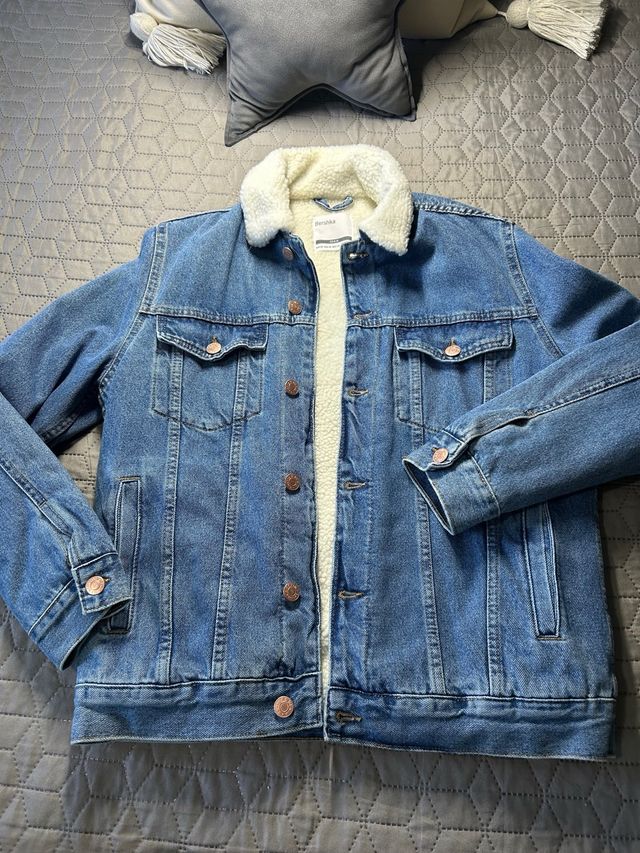 Chaqueta Vaquera Borrego Bershka Azul