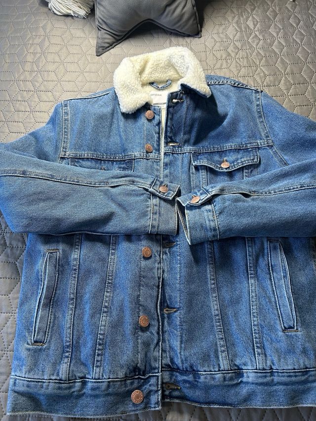Chaqueta Vaquera Borrego Bershka Azul