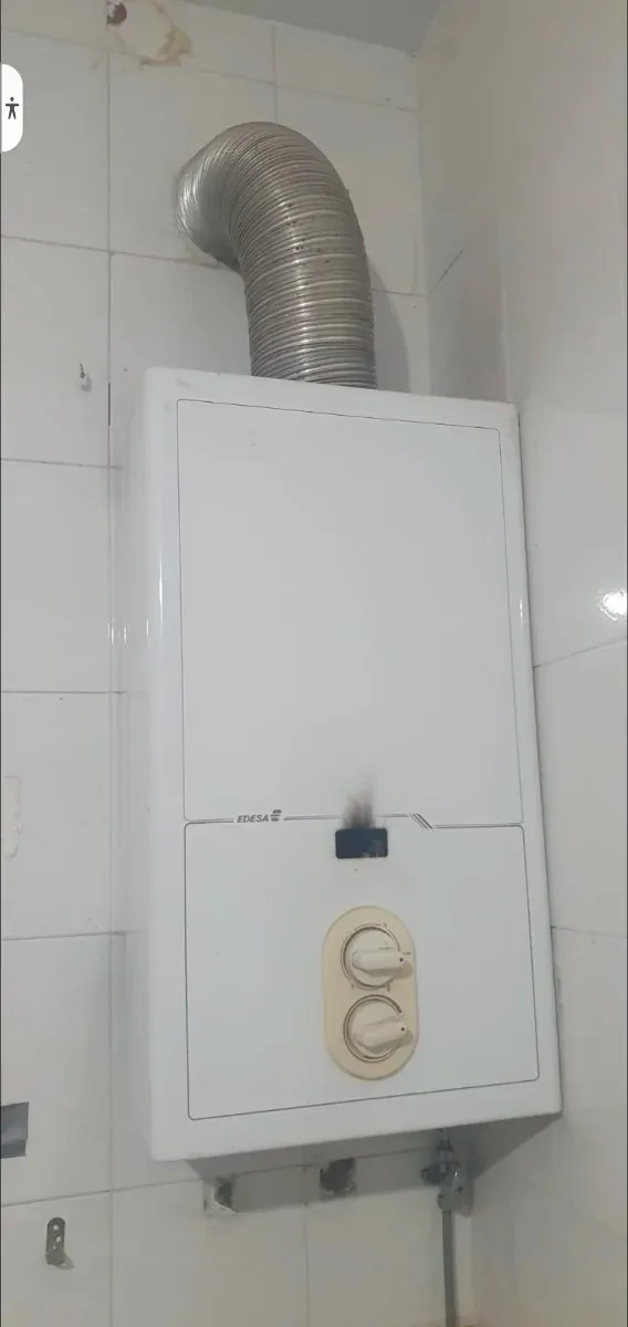 Calentador de gas EDESA blanco y beige