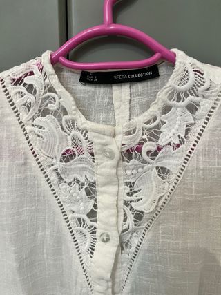 Camisa Sfera Algodón Encaje Talla S