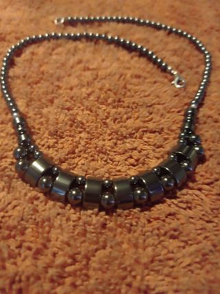 Collar de mineral Hematita natural color Negro