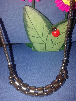 Collar de mineral Hematita natural color Negro